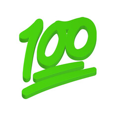 100 3d rendering icon green color