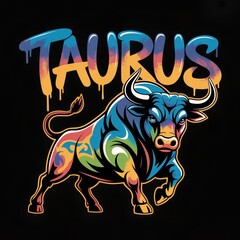 Image of the zodiac sign Taurus on a black background