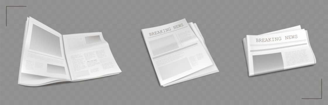 Professional newspaper template with organized layout for editorial content. Clean design with article sections, headline areas and column structure. Mockup for daily press publications and newsletter