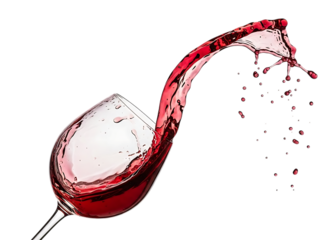 Red wine splashing out of wine glass