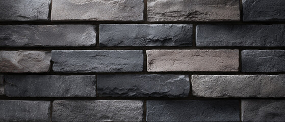 Naklejka premium Masonry brick slip facade stone wall gray brick texture