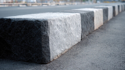 Granite curb urban street road edge sidewalk stone block look sturdy calm