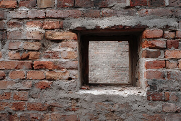 Brick wall window opening rough masonry urban decay