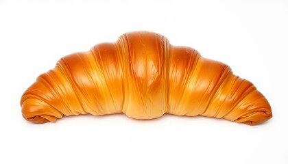 Naklejka premium Golden-brown, flaky croissant, single, elegantly presented on white background, treat, delicious