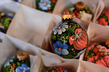 Christmas holidays. Christmas Eve. Decorating the Christmas tree. Balls. Christmas decorations at home.