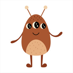 Cute cartoon alien clipart, extraterrestrial character for kids space design. Fantasy cosmic vector illustration