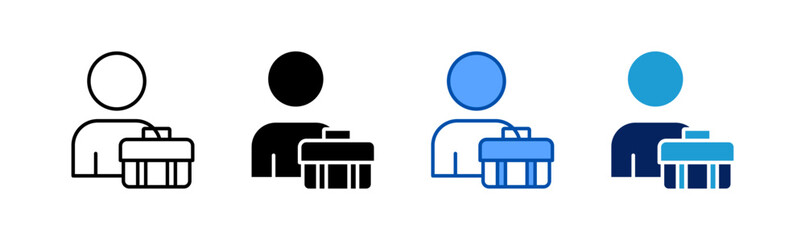 work icon set multiple style collection