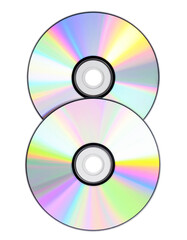 Blank CD or DVD disc with rainbow holographic reflection, digital media mockup Isolated on transparent or white, Cut out