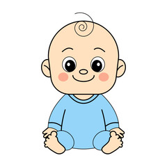 Curious Seated Baby. Cute Illustration For Nursery Decor And Baby Products.