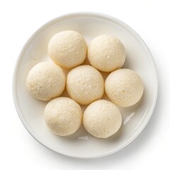 Rasgullas Dessert in Earthen Pot, Isolated on White Background
