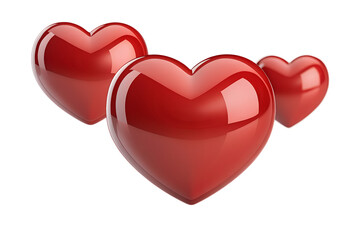 Red Heart Love Symbol Cluster Isolated on White - 3D Glossy Valentine Hearts Romance Icon Stock Photo