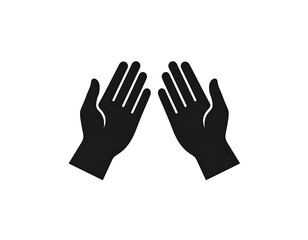 Obraz premium Black silhouette of open hands gesturing upwards, on white background
