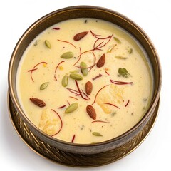 Extremely Perfect Looking Kheer Indian Dessert, Overhead View, Classic Indian Kheer Pudding, Top View.
