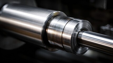mandrel. A conical metal lathe mandrel rotating with an unfinished tube sleeve fitted over it. safety posters, maintenance manuals, designed for precision metalworking and fabrication facilities.