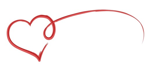 One line frame with red heart.
