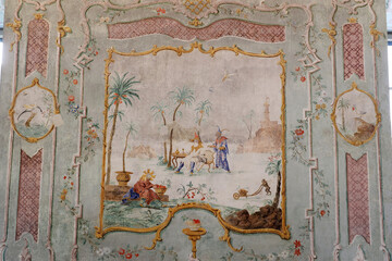 Wall painting in an anteroom of the library hall in Neustift Monastery, South Tyrol, Italy