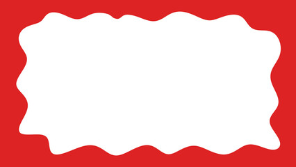 White Blank Irregular Blob Shape with Red Border, Isolated Graphic Element, Frame Template, Transparent Vector.