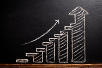 Chalkboard business graph showing upward trends and growth potential.