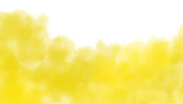 Yellow smoke overlay border, bright yellow color fog mist cloud bottom edge transparent png for banner header or poster design