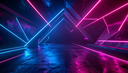 Dark futuristic geometry backdrop with thin angular neon lines and sleek low brightness design style