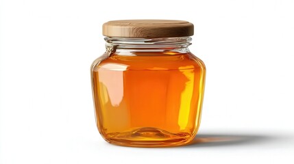 Glass honey jar isolated on white background