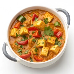 Delicious Paneer Tikka Masala Served on Porcelain Dish &ndash; Top View