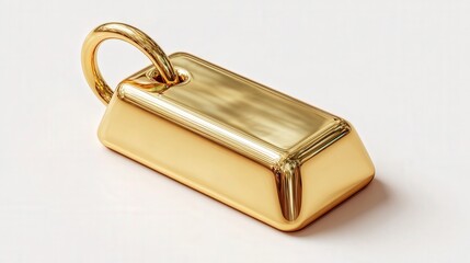 Gold ingot charm isolated on white background