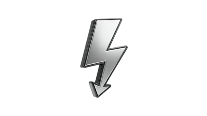 Silver Lightning Bolt Icon on White Background
