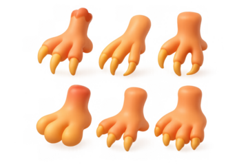 Cartoon rooster claws icon set - simple illustrations for creative design and decoration