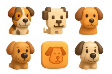 Cute cartoon dog icons for playful design projects and pet-themed graphics