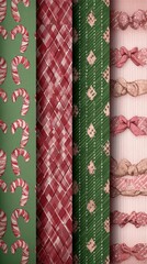 Various patterns and designs with candy canes and bows