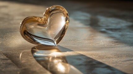 Heart shaped crystal decoration placed on a surface for Valentine's day celebration setting