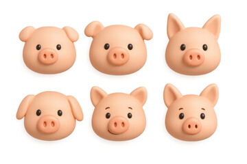 Cute and diverse pig icons collection for creative design projects