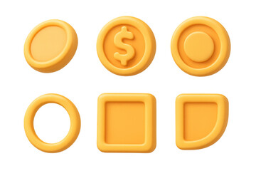 Modern icon collection featuring minimalist coin and shape designs for digital applications