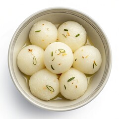 Top View of Indian Food Rasgulla Isolated on Transparent Background