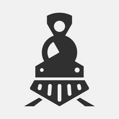 A steam locomotive of the 19th century. Vector monochrome icon