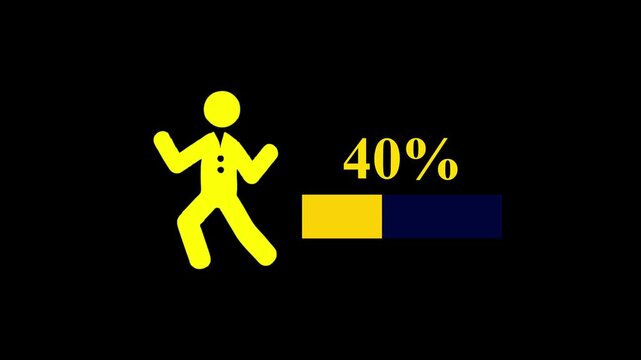Animated male population ,Demography 40% percentage animation Sociology research ,Gender demographic animated elements. Population iconographic, statistics. color illustrations on black 