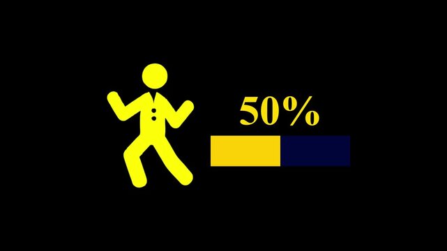 Animated male population ,Demography 50% percentage animation Sociology research ,Gender demographic animated elements. Population iconographic, statistics. color illustrations on black background 