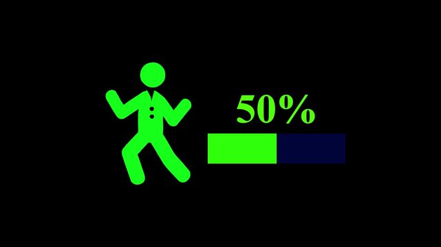 Animated male population ,Demography 50% percentage animation Sociology research ,Gender demographic animated elements. Population iconographic, statistics. color illustrations on black background 