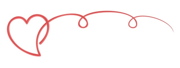 One line frame with red heart.
