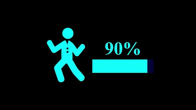 Animated male population ,Demography 90% percentage animation Sociology research ,Gender demographic animated elements. Population invigoration, statistics. color illustrations on black 
