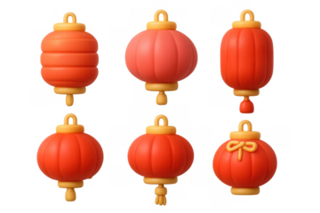 Vibrant cartoon lantern icon set for asian festivals and design projects