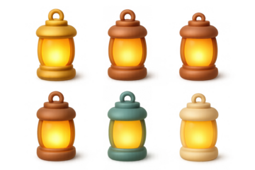 Colorful cartoon lantern collection for decoration and design projects