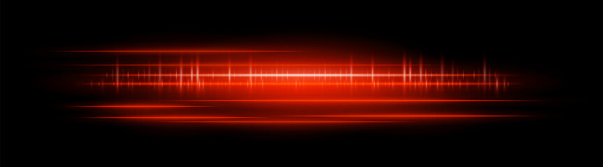 Horizontal red glowing light streaks with motion blur and bright reflections. Perfect for overlays, visual effects, modern design, and digital highlights.