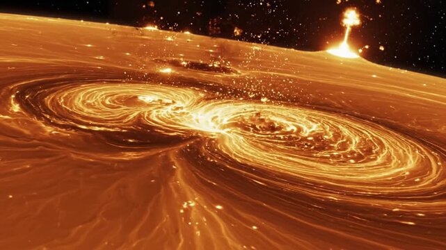 Cosmic Vortex Fiery Celestial Swirls and Exploding Stars