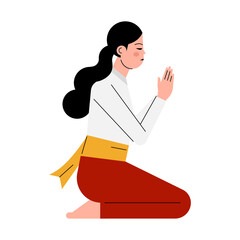 Illustration of Woman Wearing Traditional Balinese Clothing