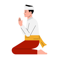 Illustration of Balinese Man in Traditional Clothing
