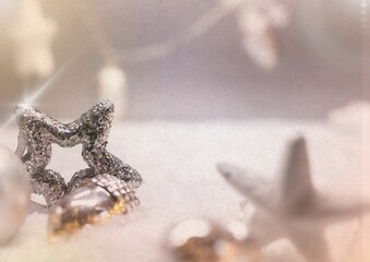 Vintage Christmas star with soft focus, film grain and light leaks, inspired by nostalgic 1980s holiday aesthetic.