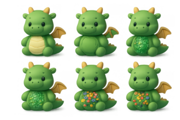 Charming decorative dragon icons with vibrant colors for creative designs