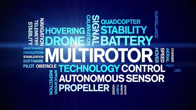 Multirotor animated word cloud-text design animation tag kinetic typography seamless loop.
